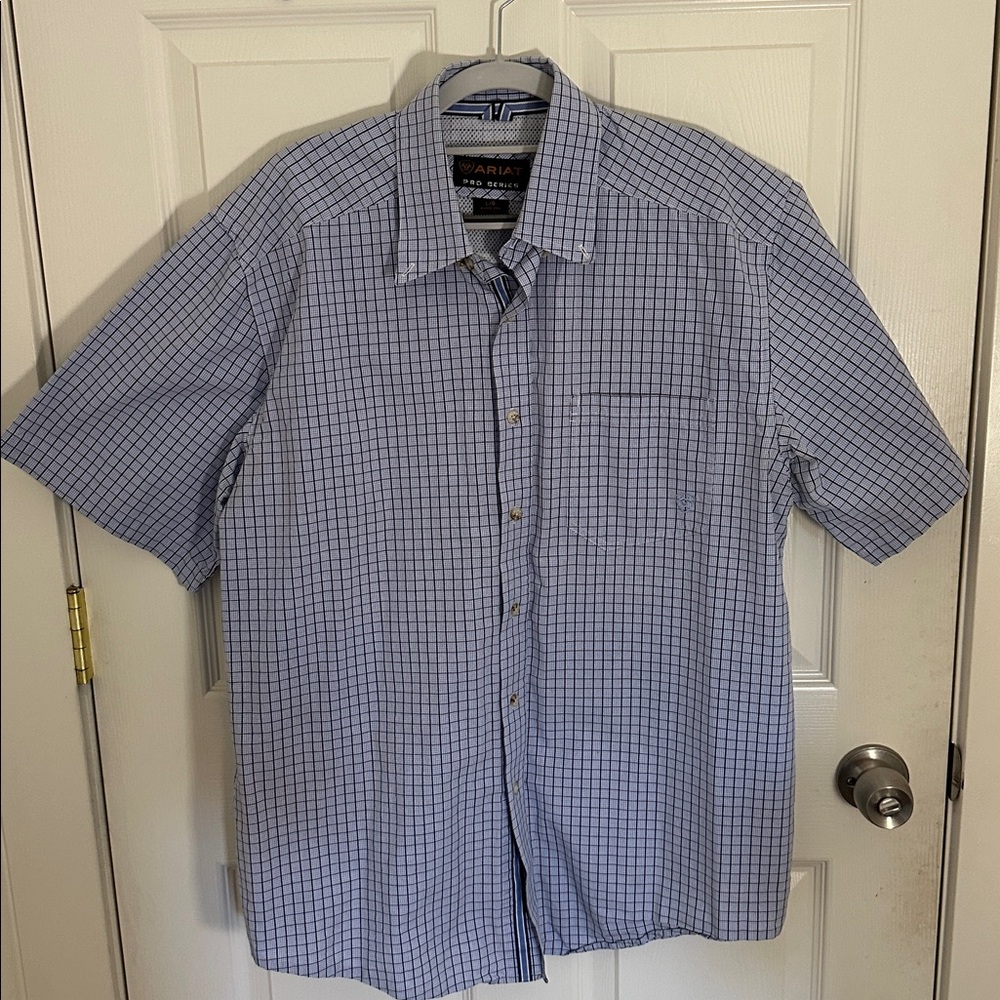 Ariat Men's Blue and White Plaid Shirt